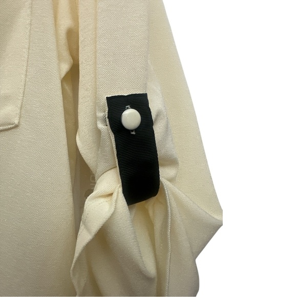 Sunny Leigh Button Front Mesh Blouse Size Large In Pearl White Roll Tab Sleeve - Picture 3 of 9